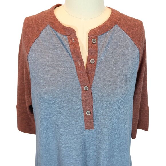 PRANA Cozy Up Henley Dress Size S NWT Casual Hemp Rust Blue/Gray Pockets - Picture 4 of 9